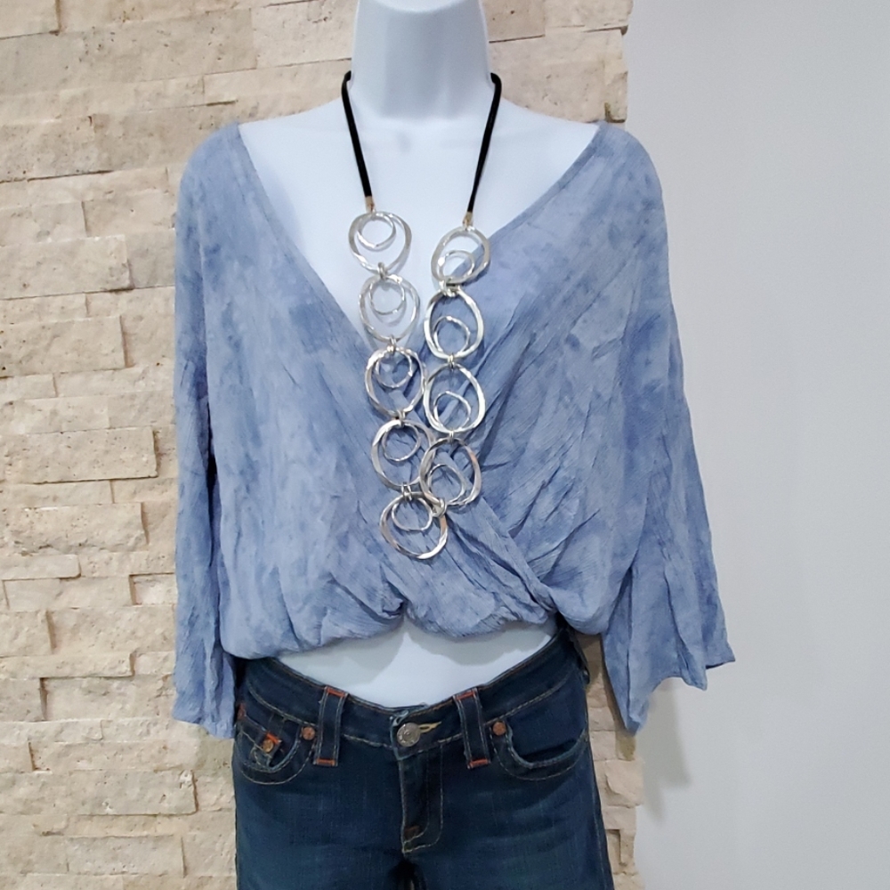 Cropped wrap long sleeve shirt